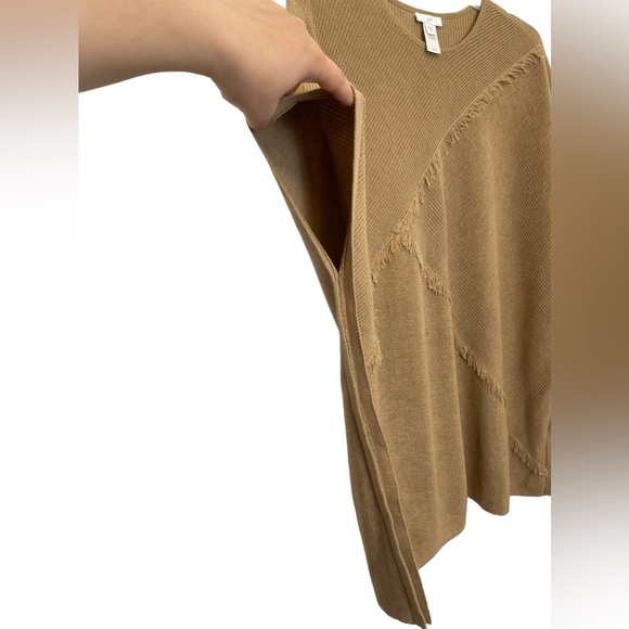 J.Jill Yak Hair Blend Boxy Poncho Sweater Size S/XS Tan Brown - Picture 5 of 12